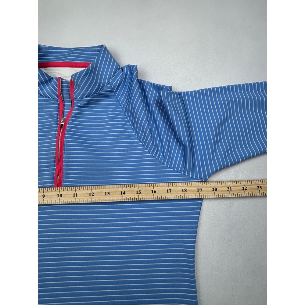 Peter Millar Performance Quarter Zip Womens Medium Blue Stripe UPF 50+ Size M - Picture 3 of 6
